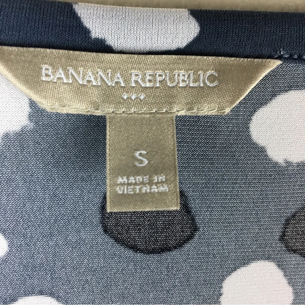 Banana Republic Wrap Dress Gray Black White Polka Dot Stretch 3/4 Sleeve Size S - Picture 2 of 13